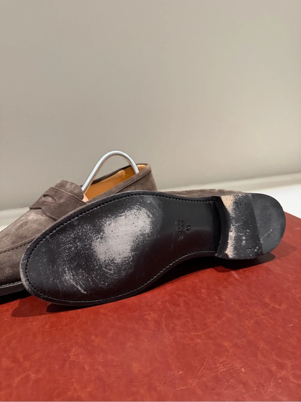 Suit Supply Men’s Suede Penny Loafers in Dark Brown